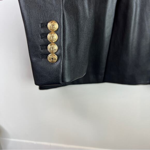 Zara Black Faux Leather Blazer With Gold Buttons. Blogger Fave. Like New. - Picture 10 of 16